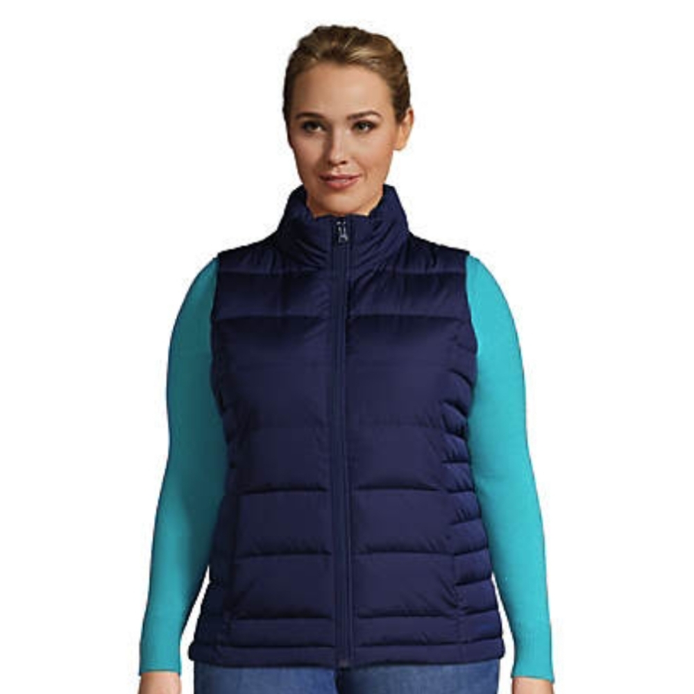 Women's Lands End Puffer Vest With Side Pockets Sz LP